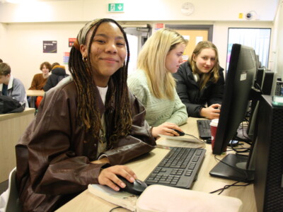 Nyah Before College Using The Computers In The Cafe