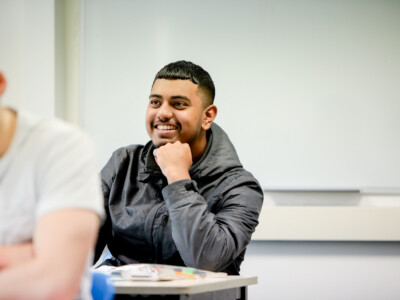 Male student in class