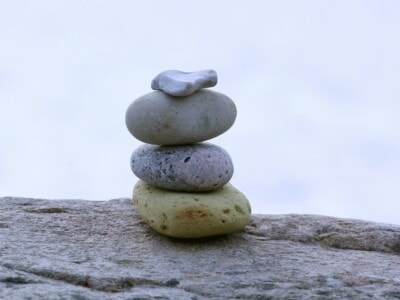 Pebbles piled up on a beach