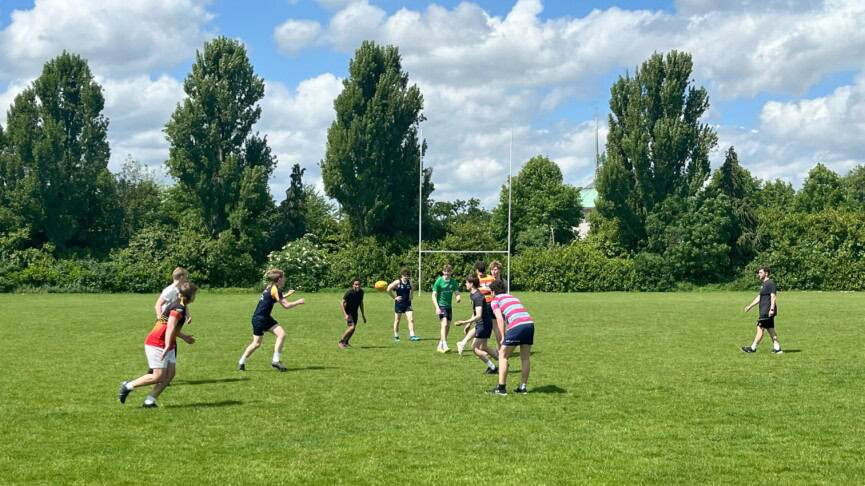Rugby team training
