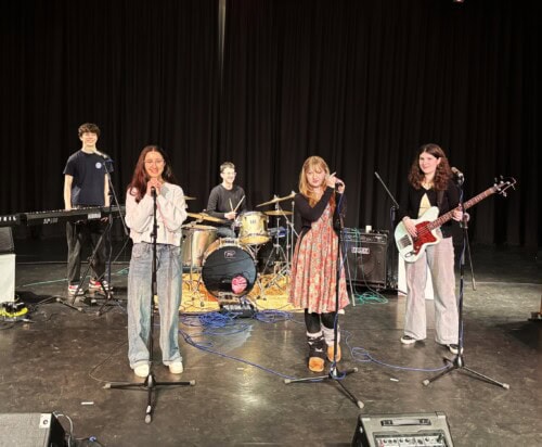 The Burrs Jazz band performing on stage