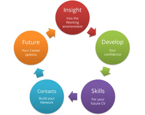 Work Experience Infographic showing the 5 key benefits of work experience